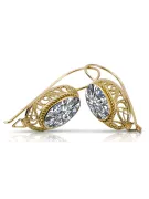 Vintage craft  Zircon 14K Yellow gold vec023y